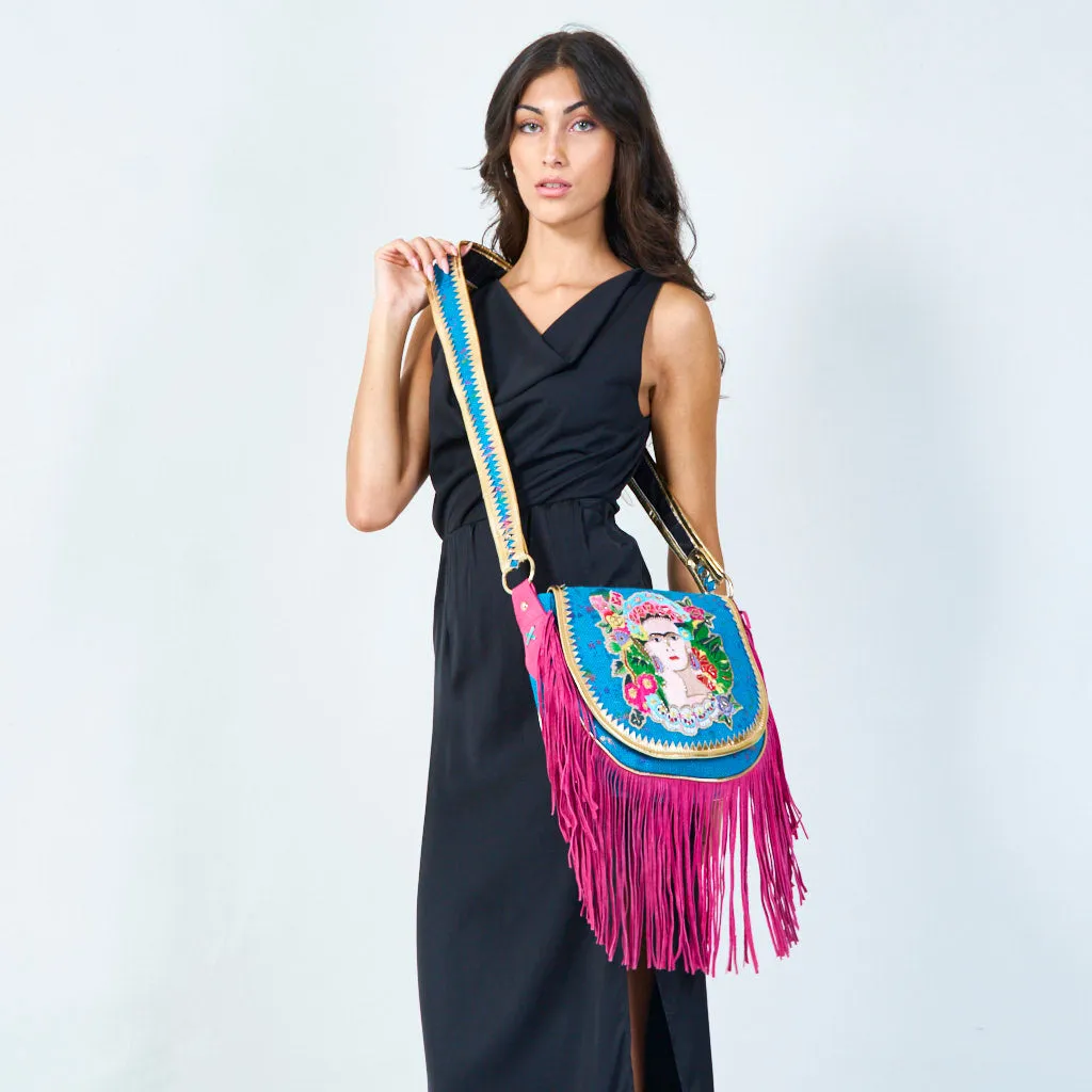 Embroidered fringe crossbody bag wholesale