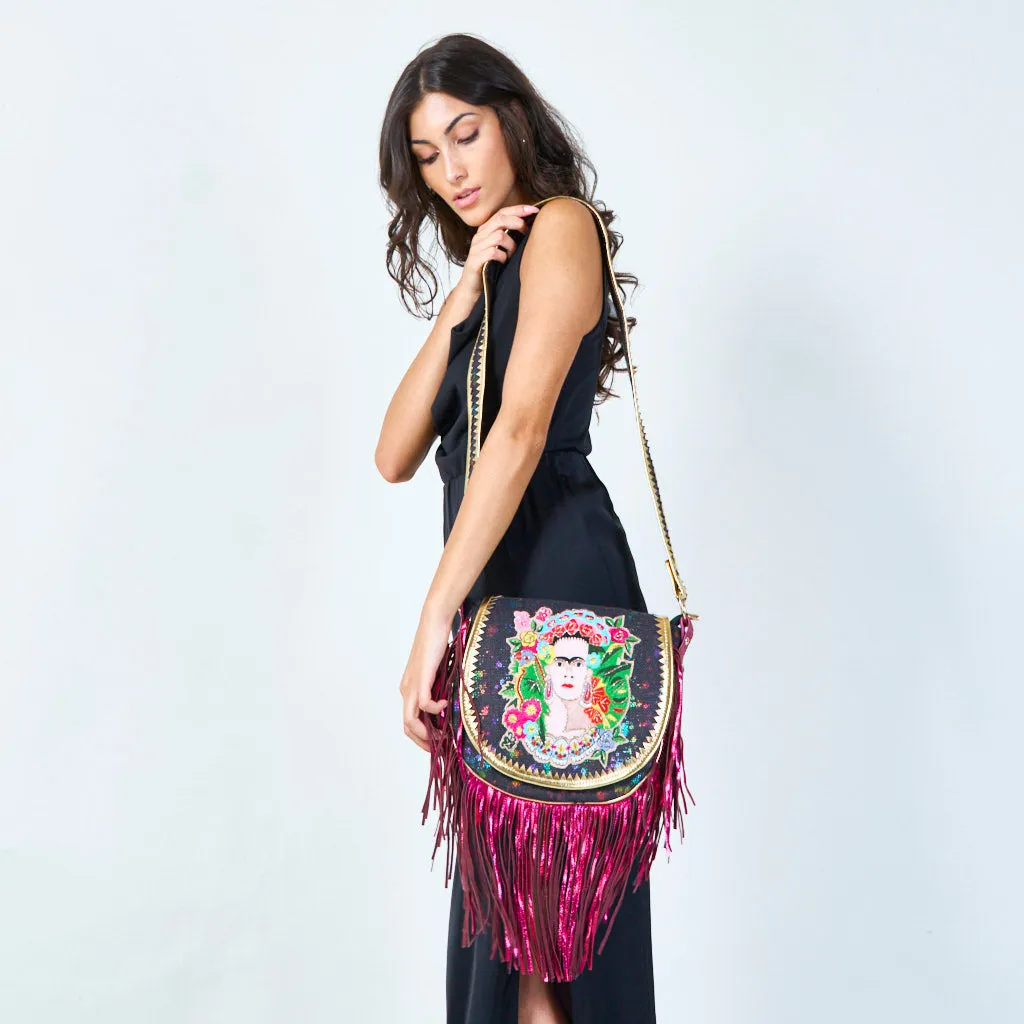 Embroidered fringe crossbody bag wholesale