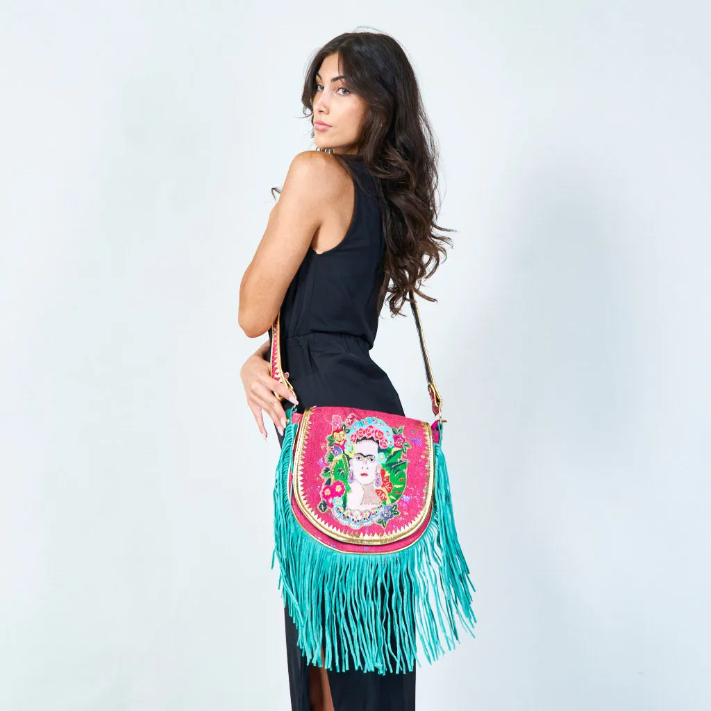 Embroidered fringe crossbody bag wholesale