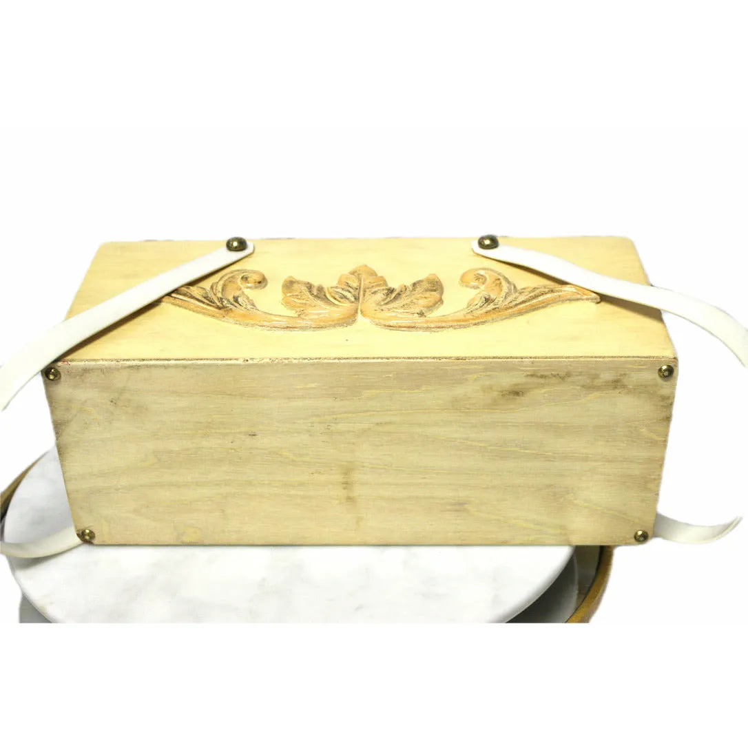 Enid Collins Box Bag Purse Elegant Natural Wood 1960s Texas