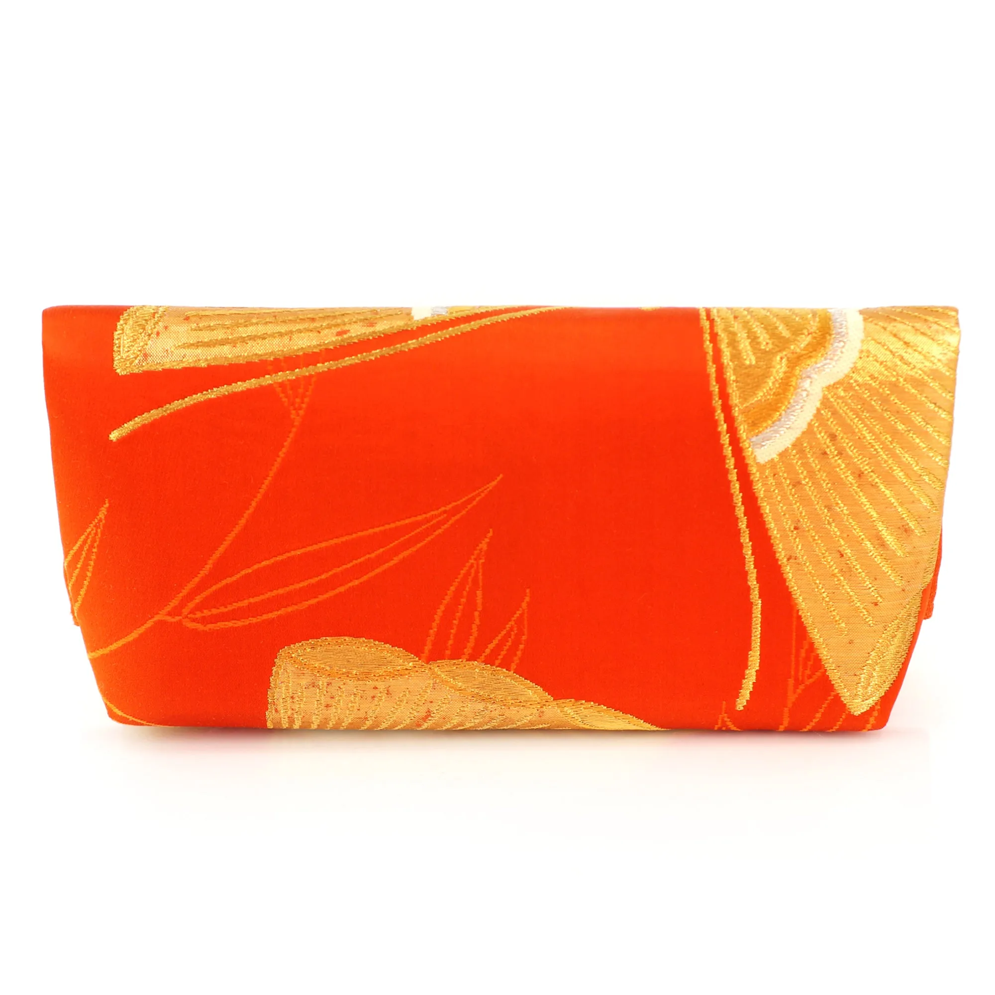 Envelope Clutch Bag with Butterfly on Orange Red | Upcycled Kimono Obi Silk