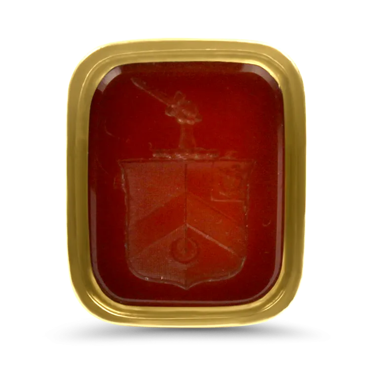 Estate 9K Yellow Gold Carnelian Watch Fob