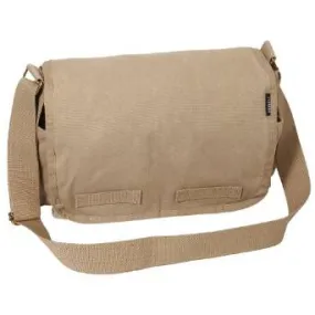 Everest Luggage Canvas Two Snap Pocket Messenger - Khaki