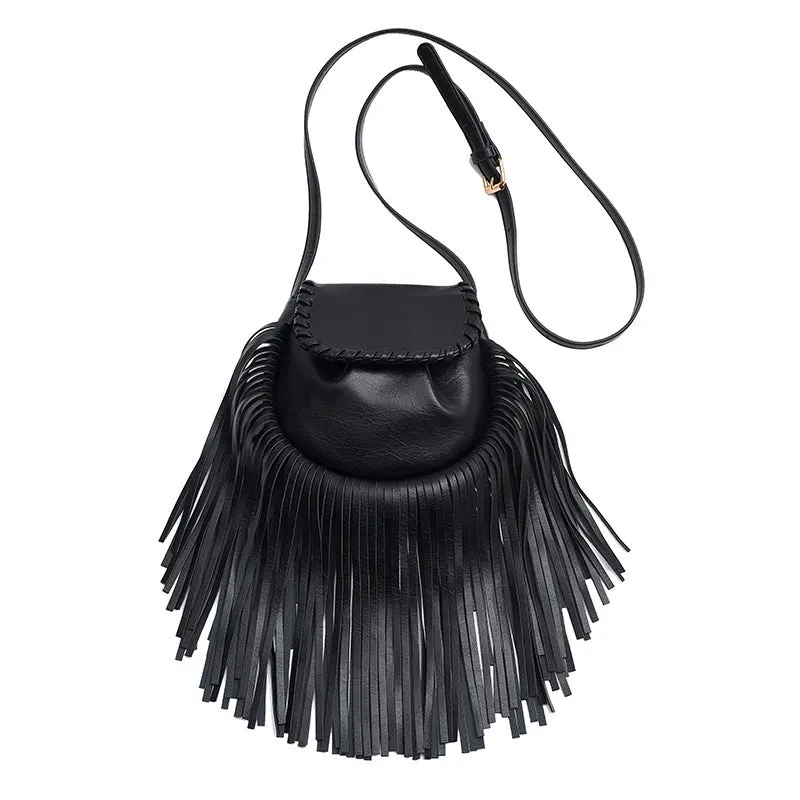 Fashion Trend Retro Tassel Shoulder Crossbody Bucket Bag