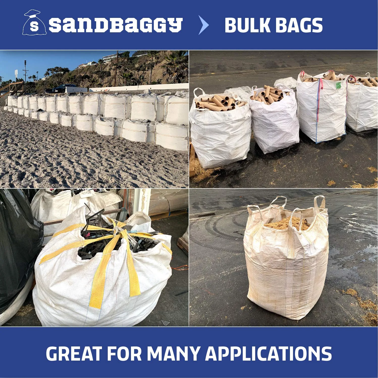 FIBC Bulk Bags - 3000 lb Capacity - 45 Cu Ft - 35" x 35" x 50"