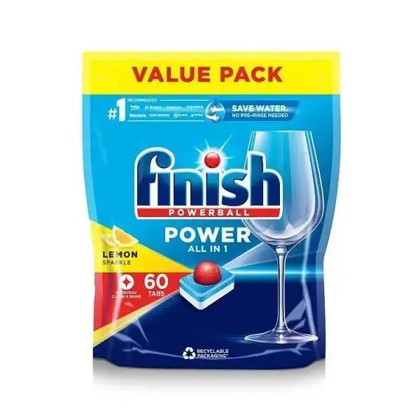 Finish Power All in One Dishwasher Tablets Lemon 60 Tablets