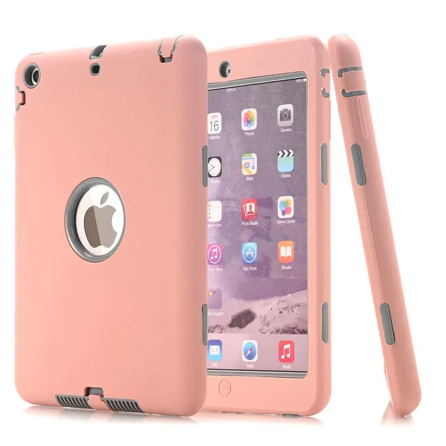 For iPad mini 1/2/3 Retina Kids Baby Safe Armor Shockproof Heavy Duty Silicone Hard Case Cover Screen Protector Film Stylus Pen