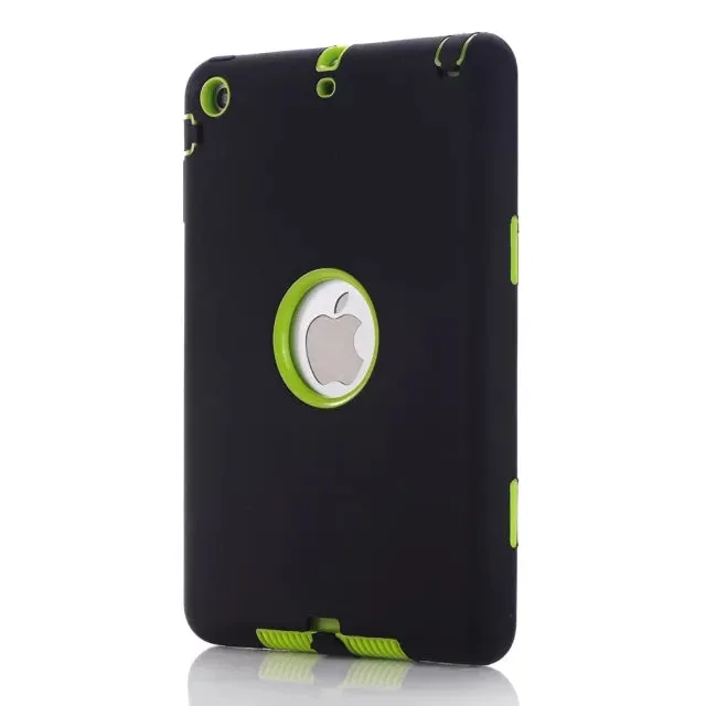 For iPad mini 1/2/3 Retina Kids Baby Safe Armor Shockproof Heavy Duty Silicone Hard Case Cover Screen Protector Film Stylus Pen