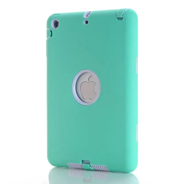 For iPad mini 1/2/3 Retina Kids Baby Safe Armor Shockproof Heavy Duty Silicone Hard Case Cover Screen Protector Film Stylus Pen