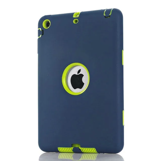 For iPad mini 1/2/3 Retina Kids Baby Safe Armor Shockproof Heavy Duty Silicone Hard Case Cover Screen Protector Film Stylus Pen