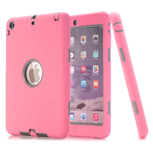 For iPad mini 1/2/3 Retina Kids Baby Safe Armor Shockproof Heavy Duty Silicone Hard Case Cover Screen Protector Film Stylus Pen