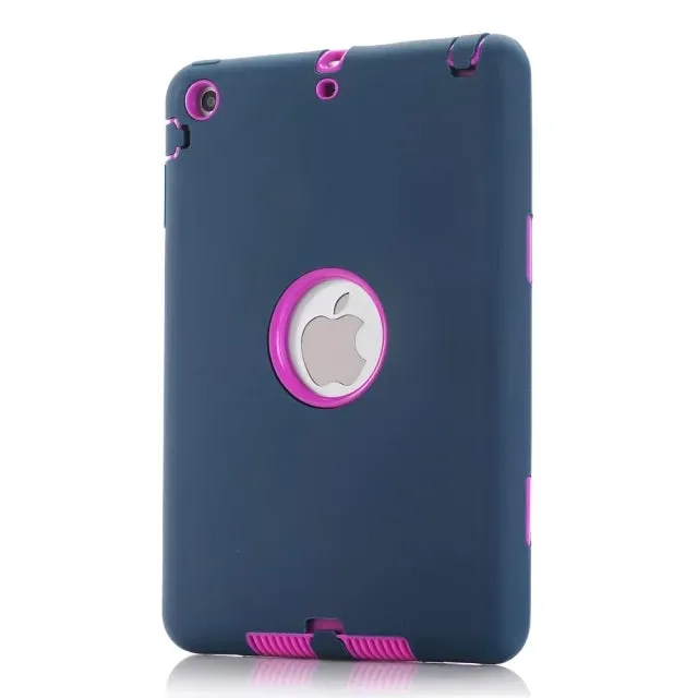 For iPad mini 1/2/3 Retina Kids Baby Safe Armor Shockproof Heavy Duty Silicone Hard Case Cover Screen Protector Film Stylus Pen