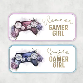 Gamer Girl Floral Personalised School Pencil Tin