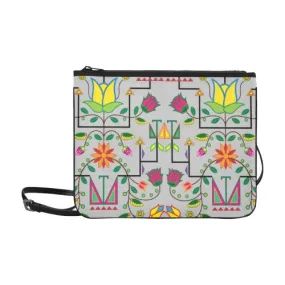 Geometric Floral Summer-Gray Slim Clutch Bag