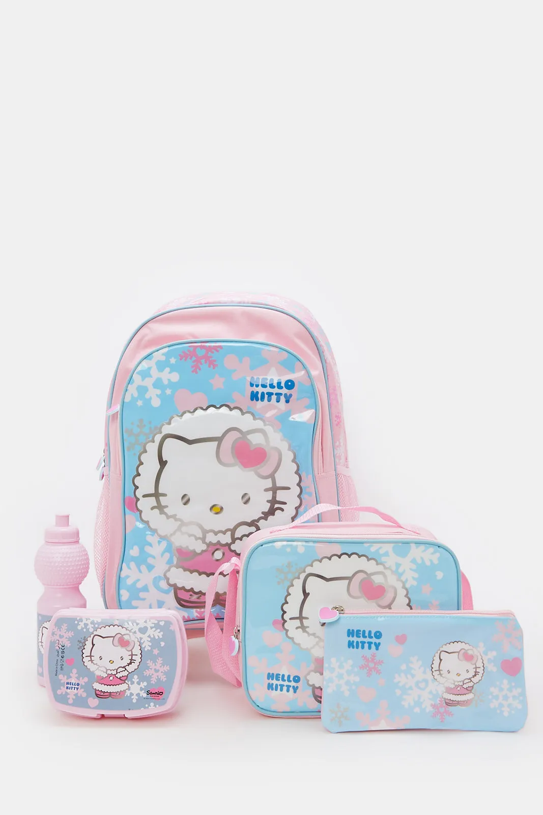 Girls Pink Hello Kitty Print Trolley Set (5 Piece)