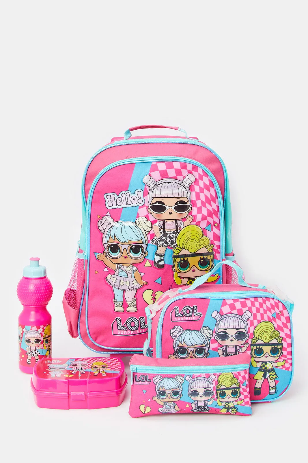 Girls Pink Lol Surprise Print Trolley Set (5 Piece)