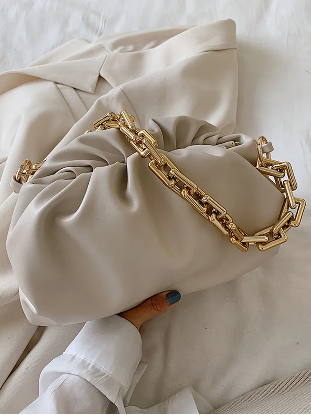 Gold Chain PU Leather  Bag