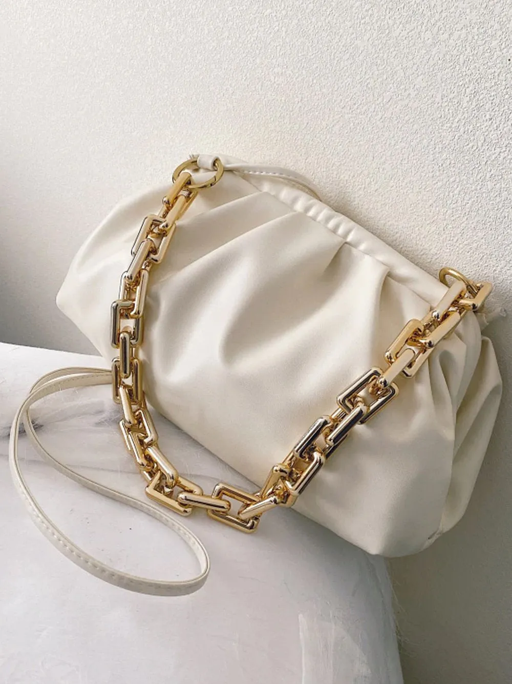 Gold Chain PU Leather  Bag