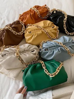 Gold Chain PU Leather  Bag