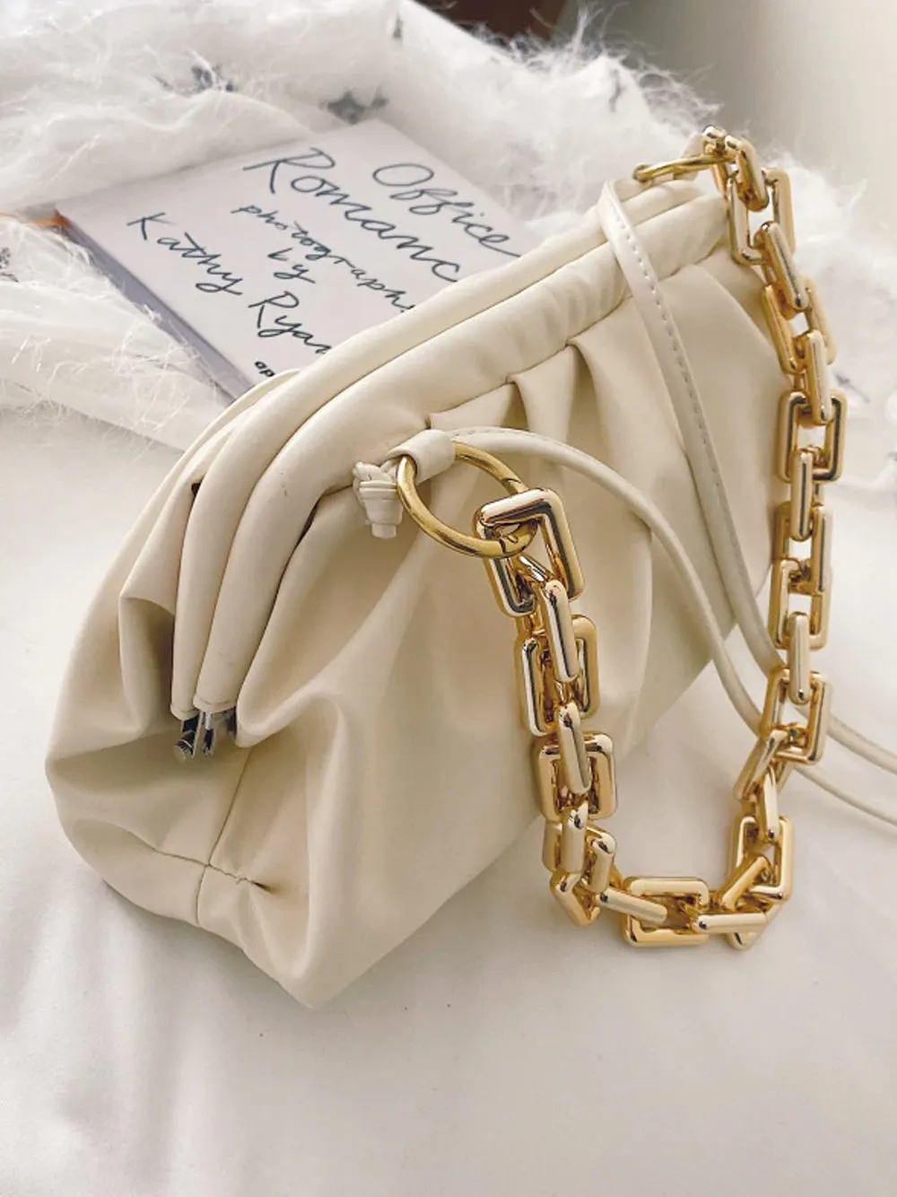 Gold Chain PU Leather  Bag