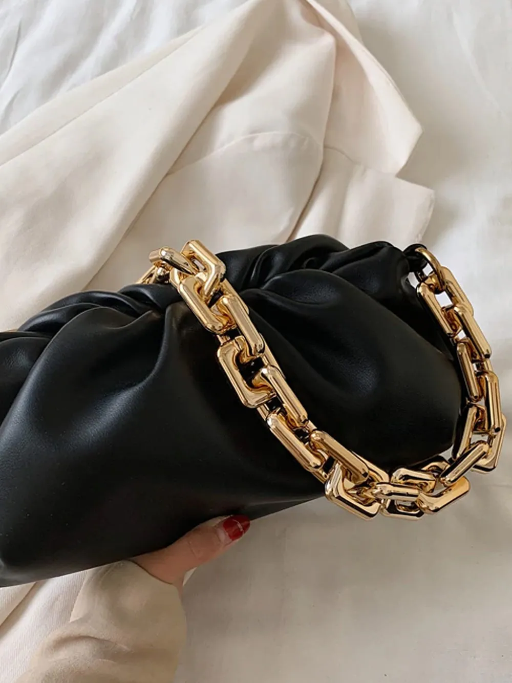 Gold Chain PU Leather  Bag