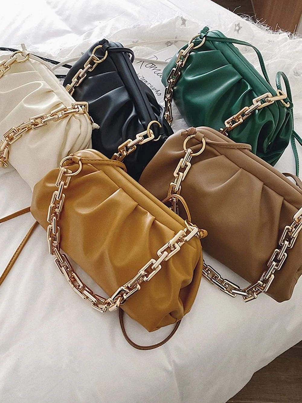 Gold Chain PU Leather  Bag