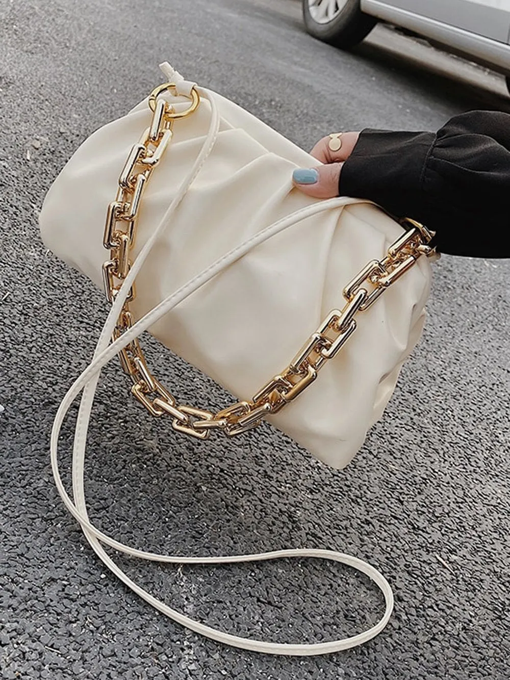 Gold Chain PU Leather  Bag