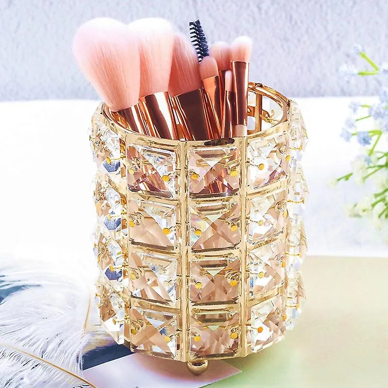 gold Gold Women MakEUp BrUSh Tools Holder Bucket Cosmetic Storage Crystal Box Collector Pencil Vase Fa0547