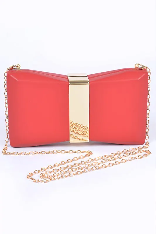 Gold Trim Iconic Bow Inspired Box Clutch *Online Only*