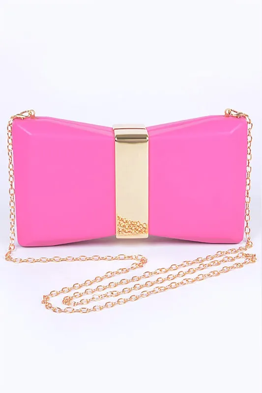 Gold Trim Iconic Bow Inspired Box Clutch *Online Only*