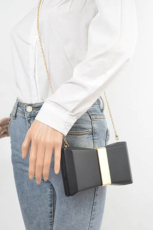 Gold Trim Iconic Bow Inspired Box Clutch *Online Only*