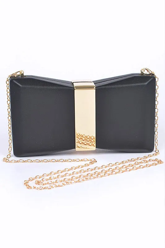 Gold Trim Iconic Bow Inspired Box Clutch *Online Only*