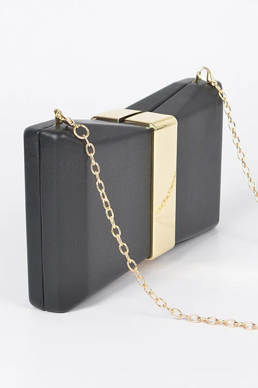 Gold Trim Iconic Bow Inspired Box Clutch *Online Only*