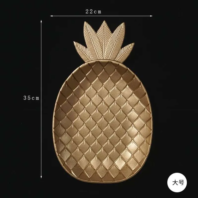 Golden Pineapple Leaf Serving Tray - Versatile Nordic Decor Organizer