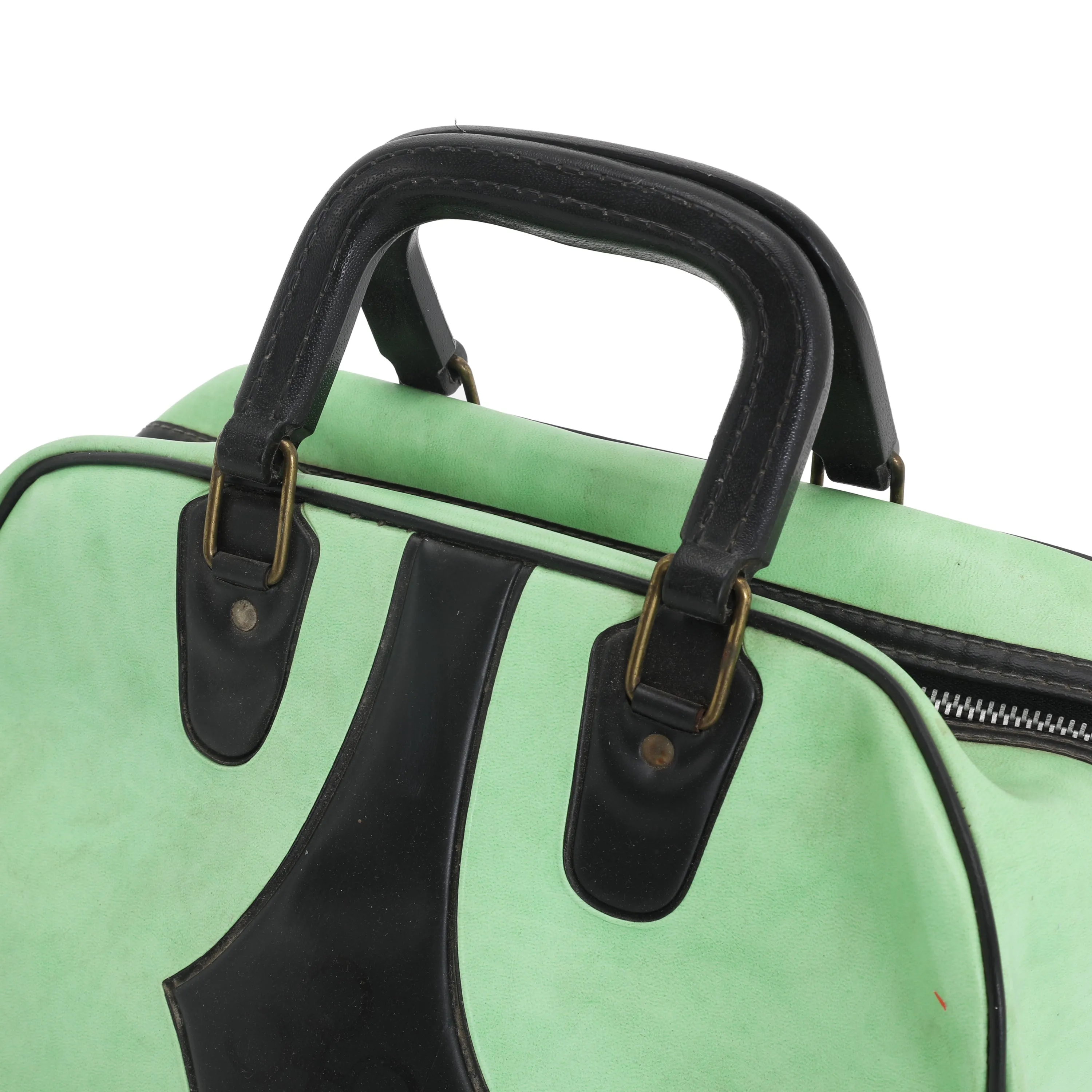 Green & Black Leather Bowling Bag