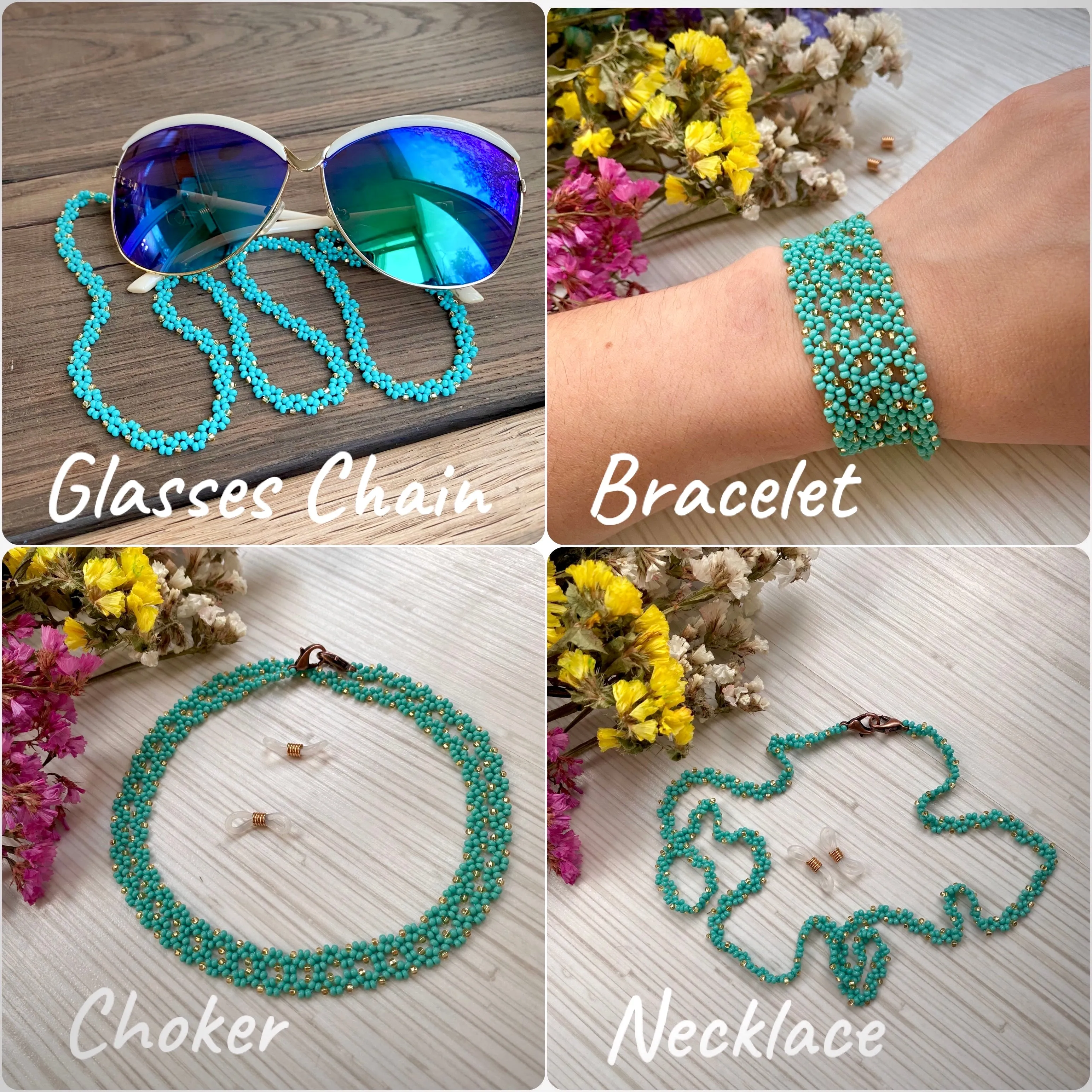 Handmade Dainty Boho Beaded Glasses Chain