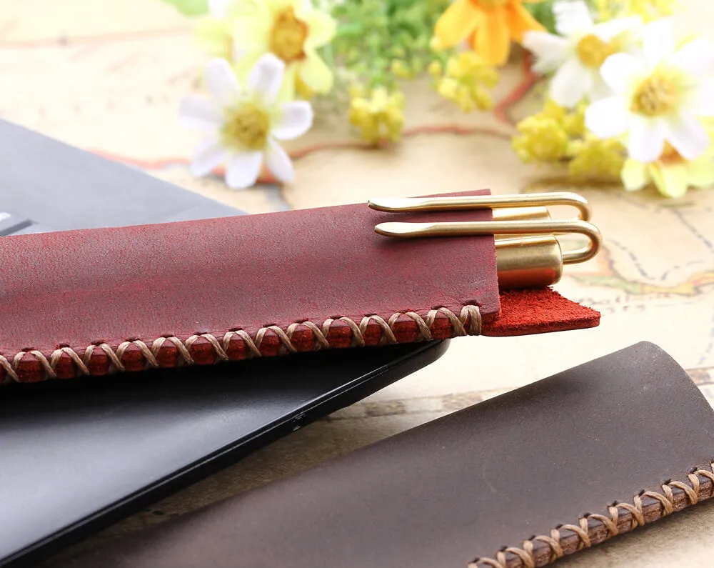 Handmade Genuine Leather Pen Pencil Bag/Holder/Case