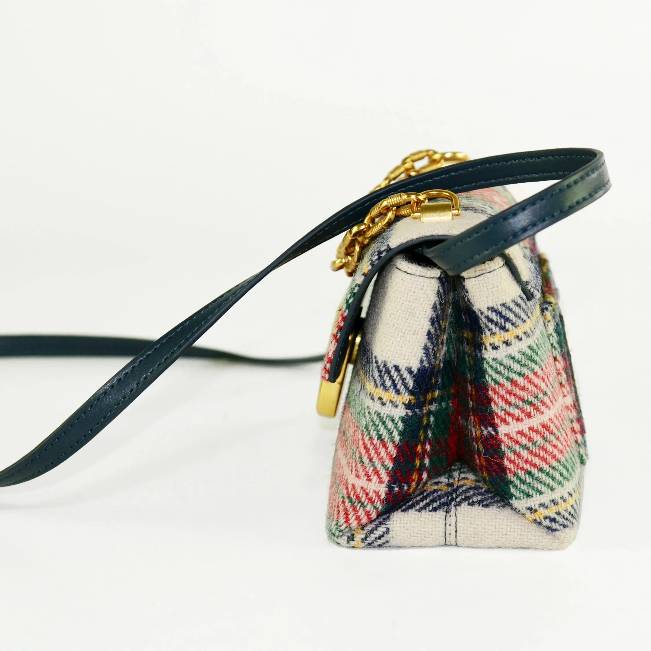 Harris Tweed Wool Metal Chain Handle Bag,Scottish Handcrafted Bag-i7bags