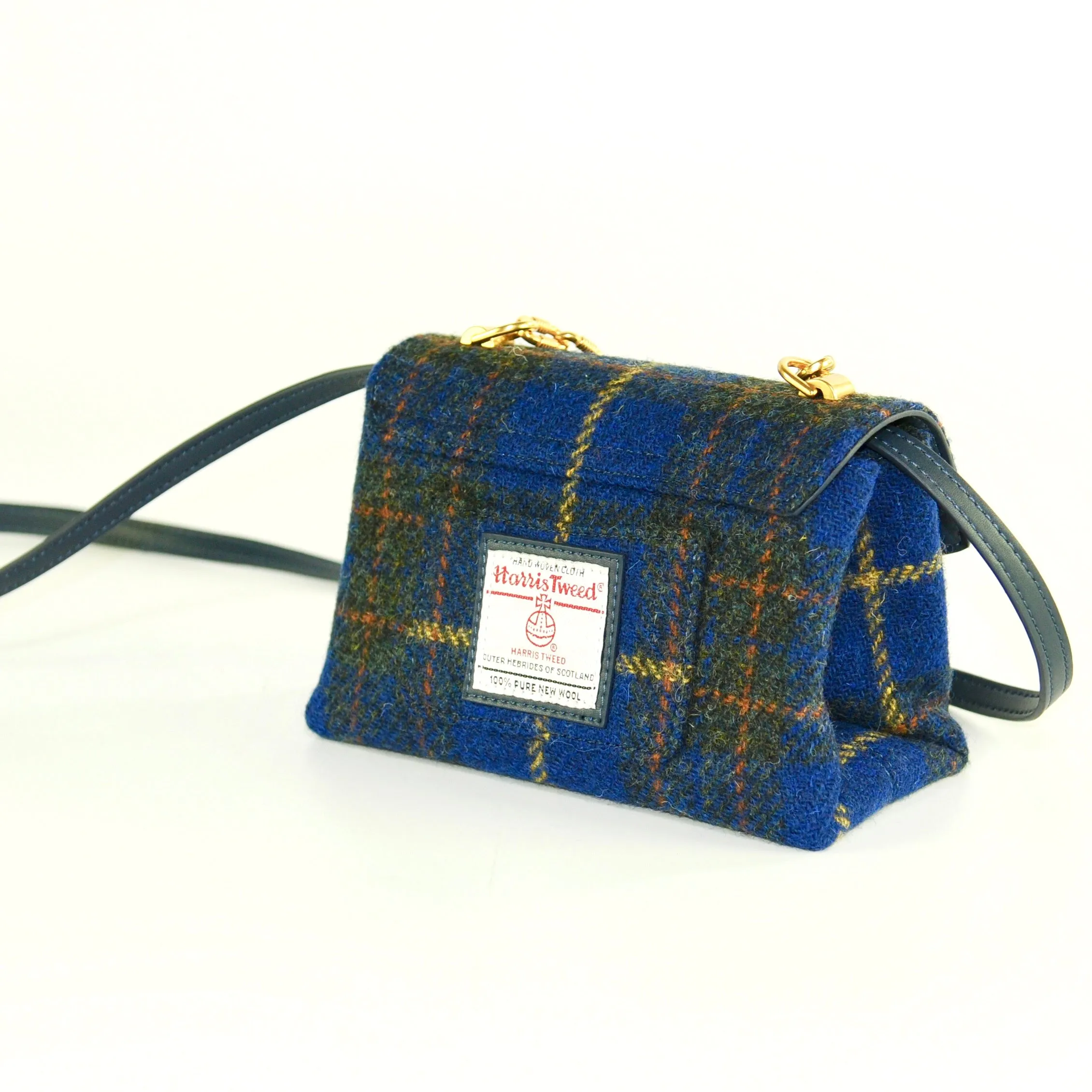 Harris Tweed Wool Metal Chain Handle Bag,Scottish Handcrafted Bag-i7bags