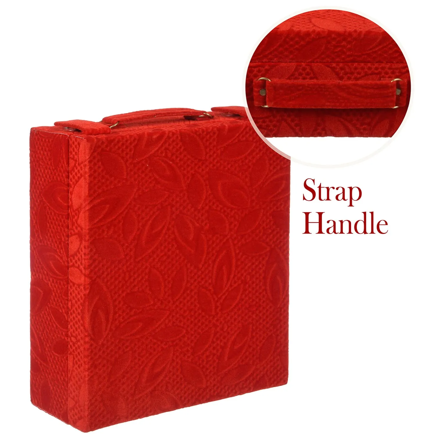 Heart Home Bangle Box | Velvet Jewellery Gifts Organizer | Bracelet Organizer for Women | Bangle Box for Women | Self Cut Work |3 Rod Bangle Organizer | Red