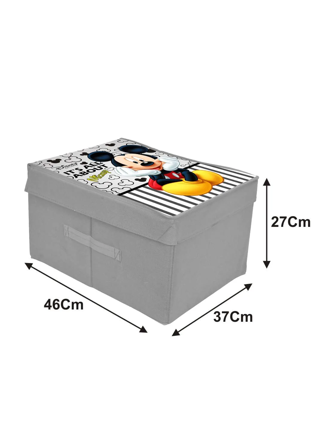 Heart Home Disney Mickey Print Non Woven 2 Pieces Fabric Foldable Saree,Shirt Cover Storage Organizer Box with With Lid, Extra Large (Grey)-HHEART16314