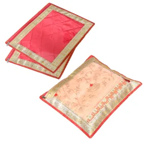 Heart Home Saree Cover | Clothes Storage Bag | Single Packing Saree with Zip Closure | Wardrobe Organizer | Cloth Stoarge Organizer | 4 Side Lace Saree Cover | Pack of 3 | Pink