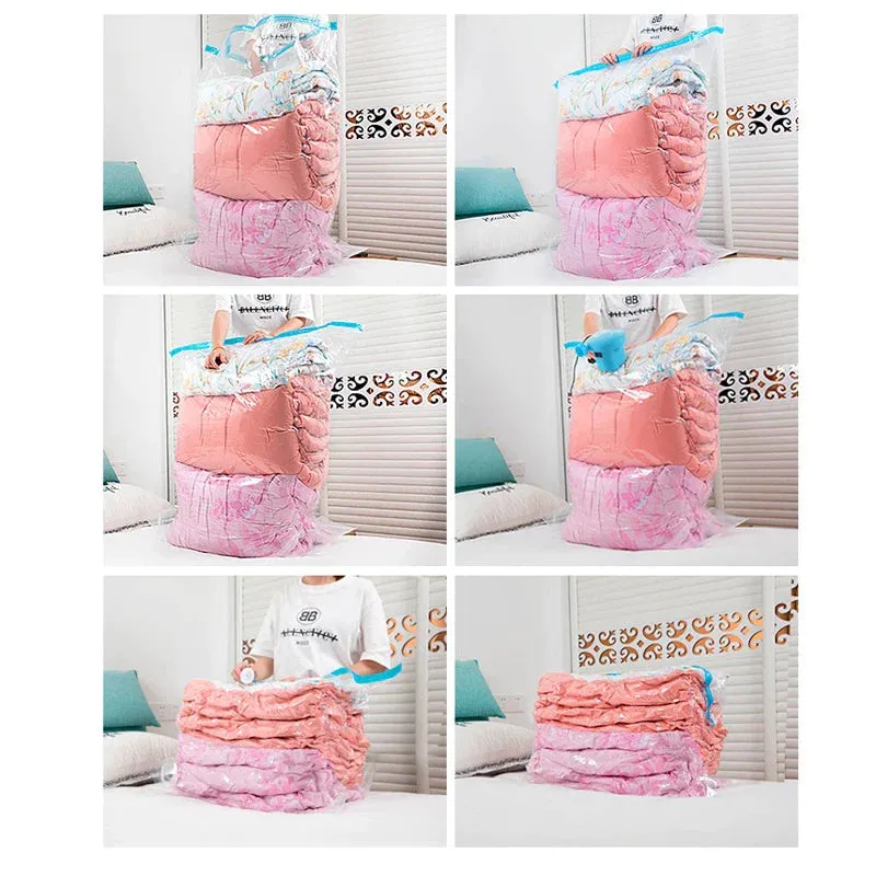 High Capacity Vacuum Bag Package Compressed Organizer for Quilts Clothes Transparent Space Saving Seal Bags Foldable Storage Bag