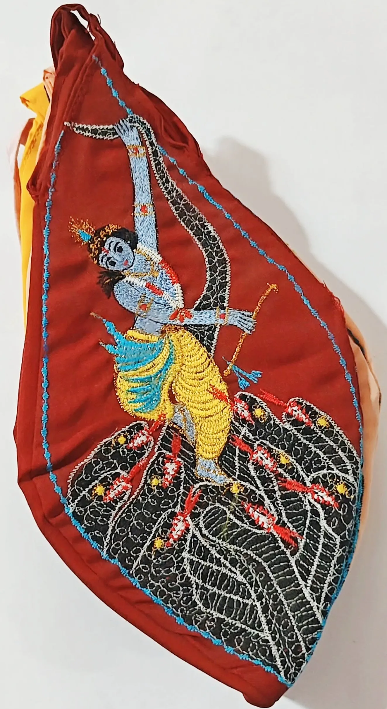 High quality embroidered Sri Krishna dancing on Kaliya naag gomukhi japamala bags