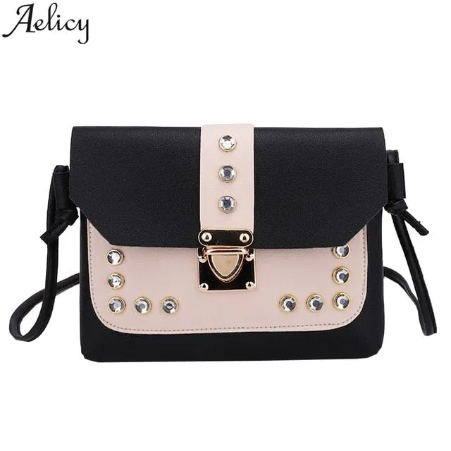 Hit Color Rhinestone Crossbody Bag Ladies