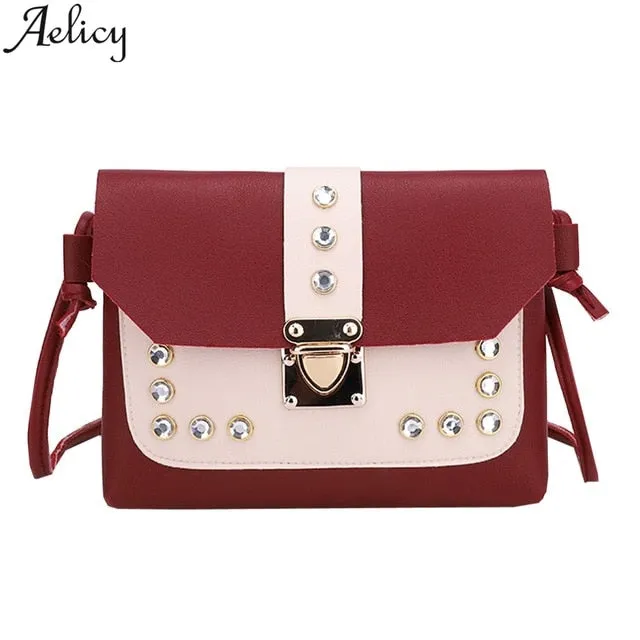 Hit Color Rhinestone Crossbody Bag Ladies