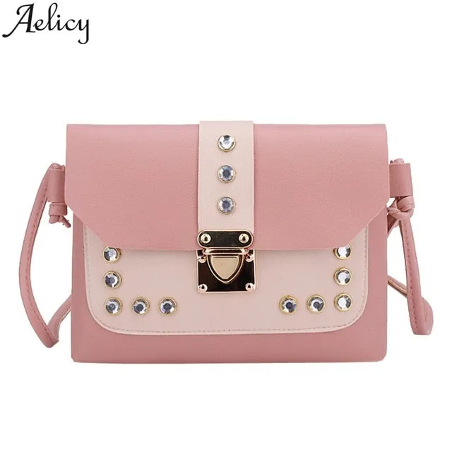 Hit Color Rhinestone Crossbody Bag Ladies