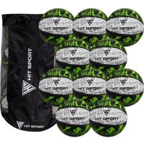 Hit Sport Basketball (10 Pack with Carry Bag) | Size 3 (Green)