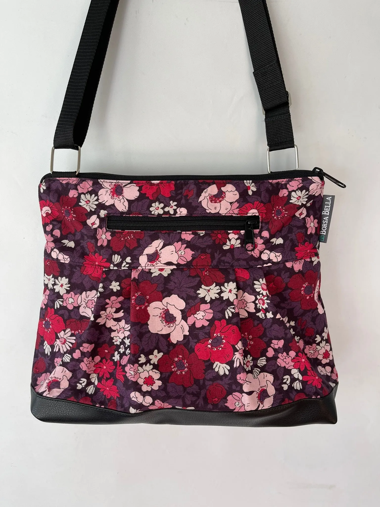 Hobo Purse Cross Body - Shoulder Bag - Flower Show Violet Fabric