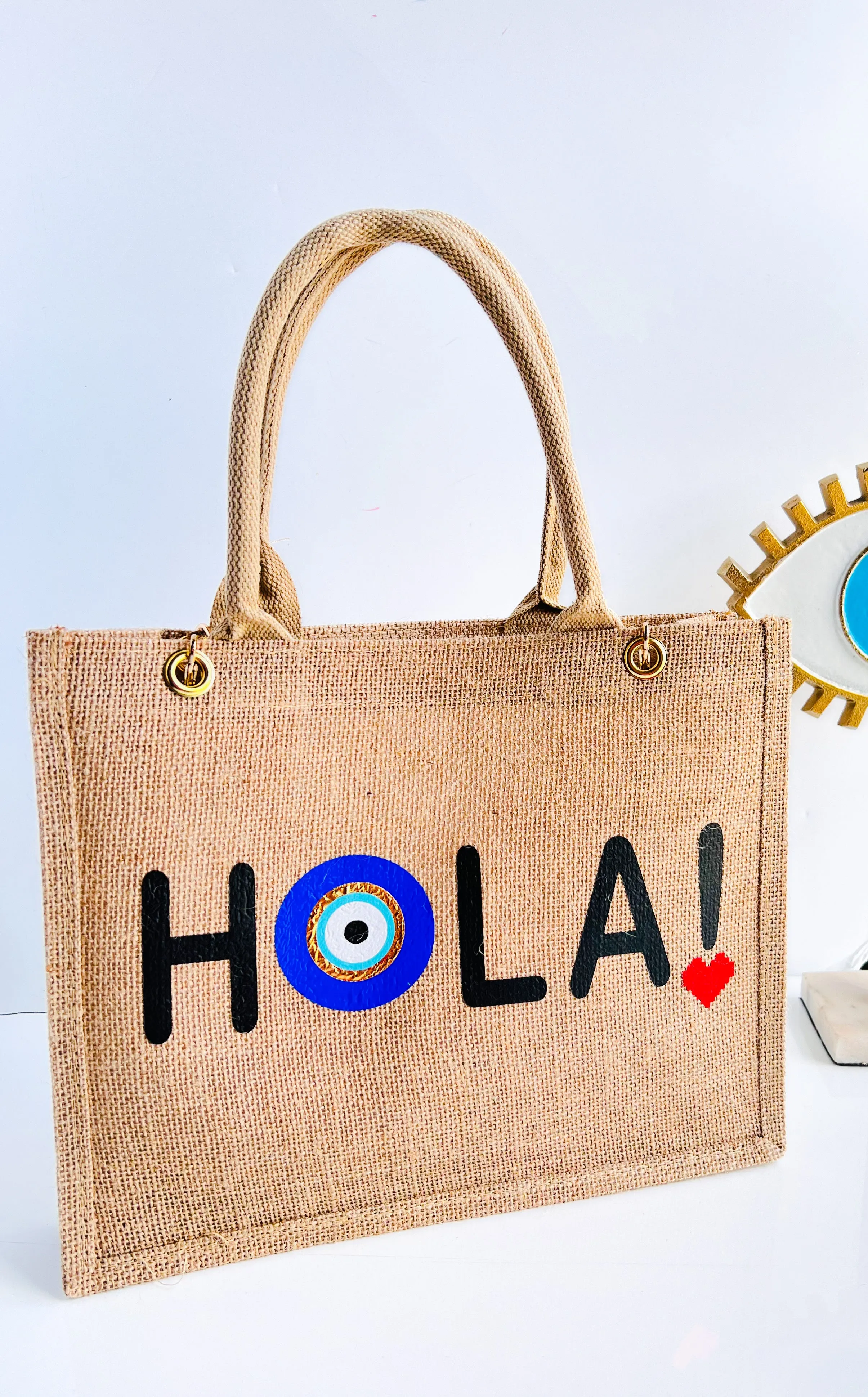 Hola Burlap Bag With Chain